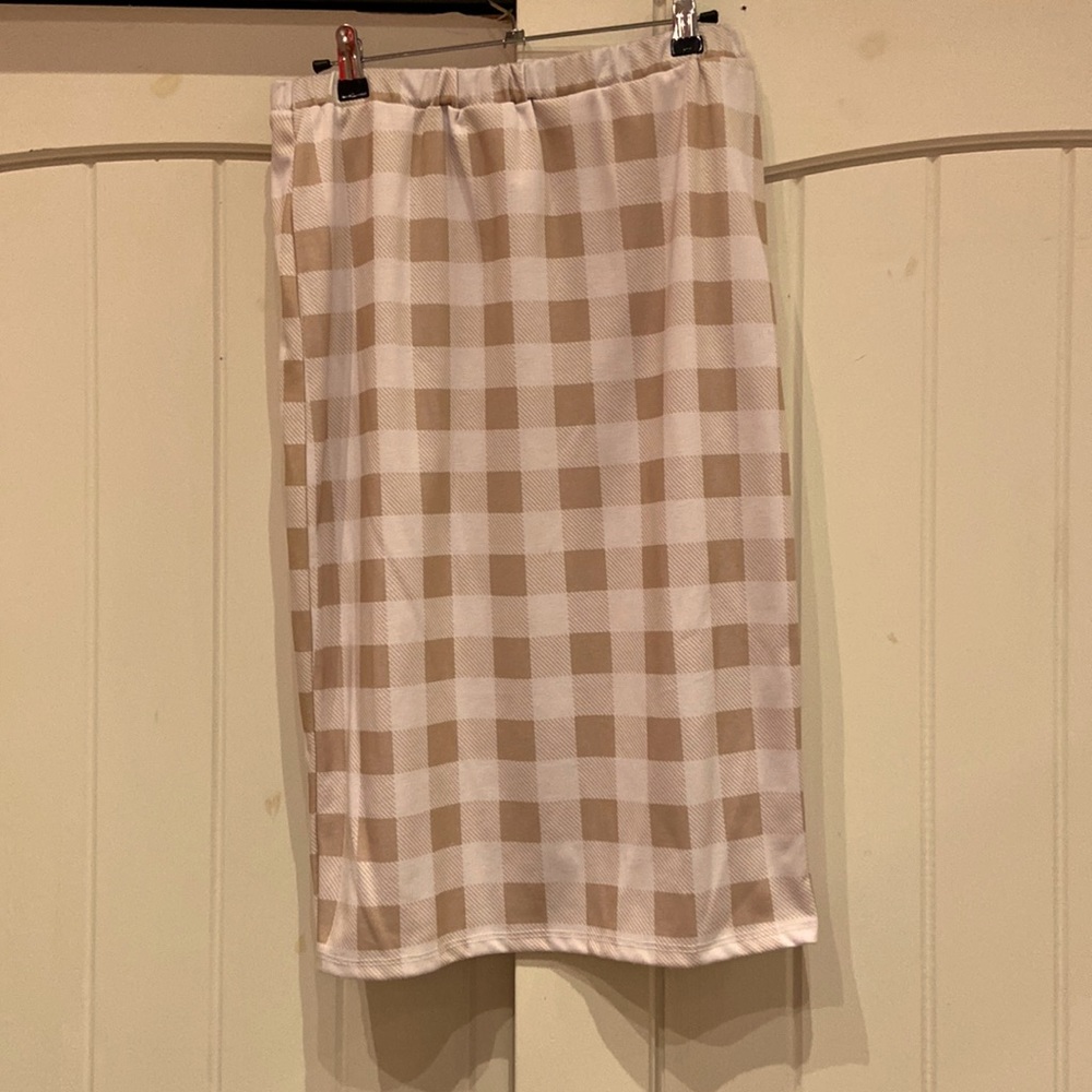 Klassy Girl skirt tan and white Buffalo plaid